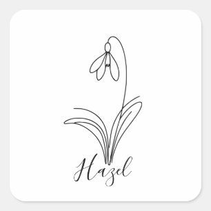 Personalized January snowdrop Birth Flower Square Sticker