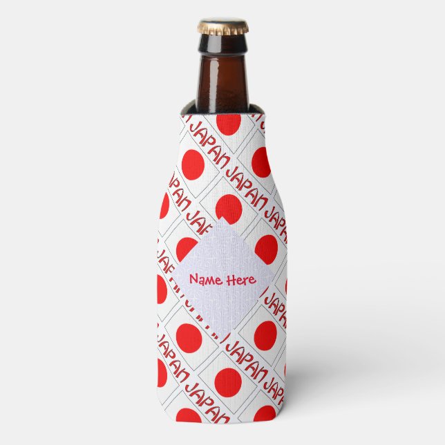 Personalized Japan Flag Tiled Heritage Bottle Cooler (Bottle Front)