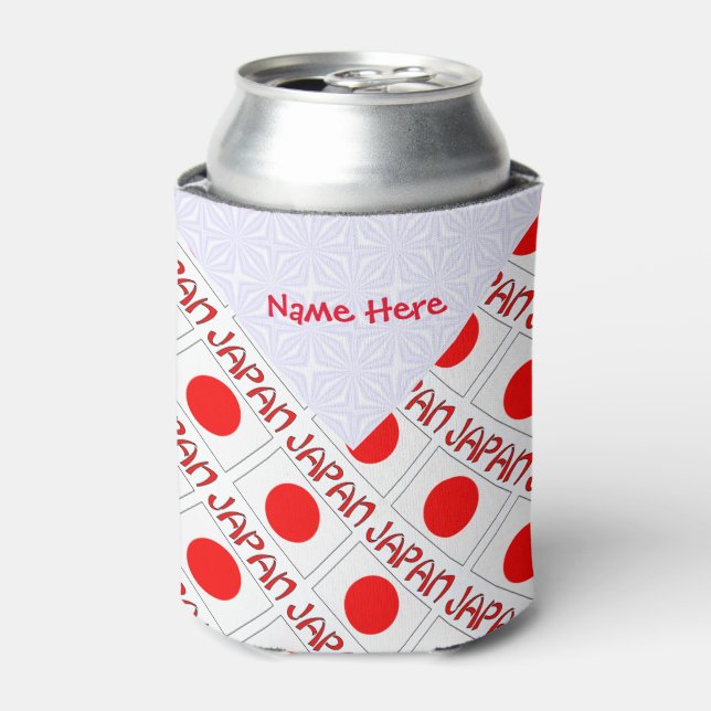 Personalized Japan Flag Tiled Heritage Can Cooler (Can Front)