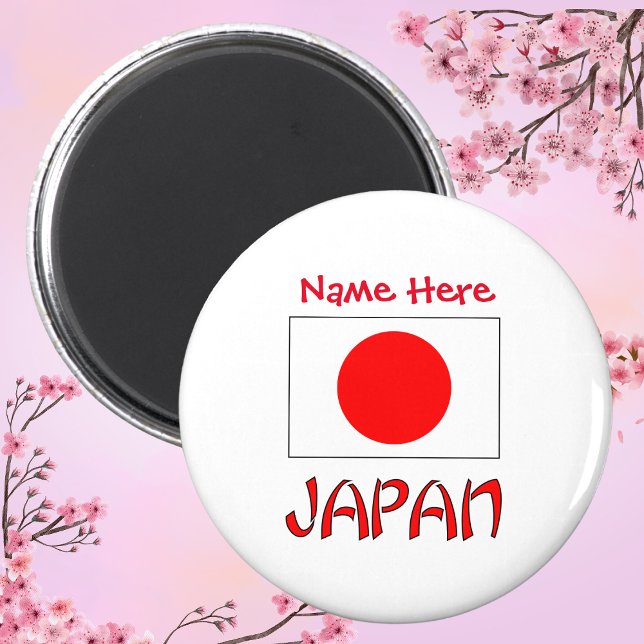Personalized Japan Heritage Flag Round Magnet (Creator Uploaded)