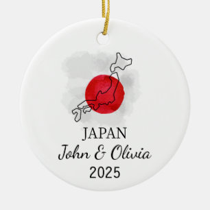 Personalized Japan Ornament, Japan Flag Gift Ceramic Ornament