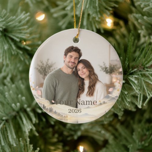 Personalized Japandi Sakura Photo Ornament