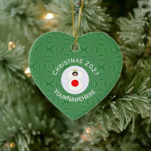 Personalized Japanese Angel Christmas Flag  Ceramic Ornament