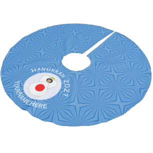 Personalized Japanese Angel Hanukkah Flag Brushed Polyester Tree Skirt