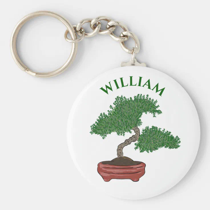 Personalized Japanese Bonsai Tree Keychain Zazzle