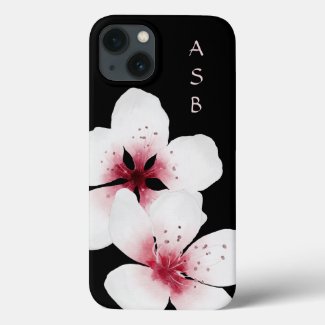 Personalized Japanese Cherry Blossoms Black, Pink Case-Mate iPhone Case