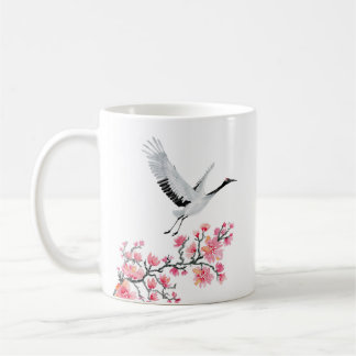 Personalized Japanese Crane and Cherry Blossom Coffee Mug