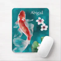 Japan Wave Fish Black Mousepad Big Masuepad Koi Deskpad Computer