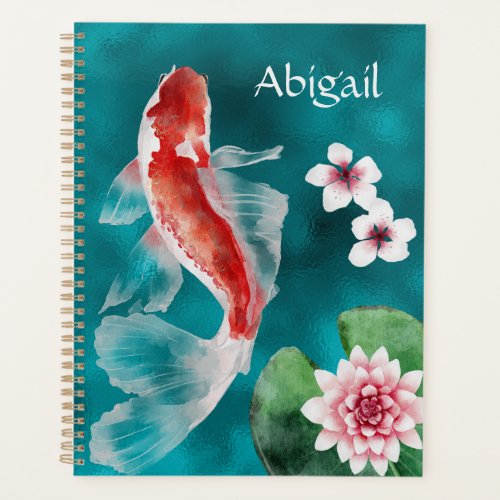 Personalized Japanese Koi Fish Cherry Blossoms Planner