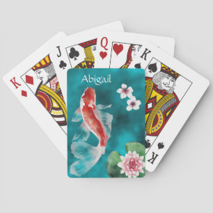 Personalized Japanese Koi Fish, Cherry Blossoms Poker Cards