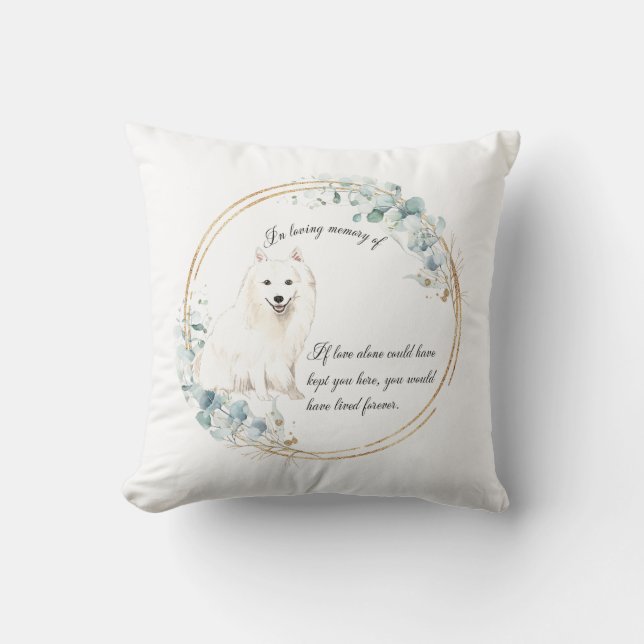 Personalized Japanese Spitz Memorial Throw Pillow (Front)