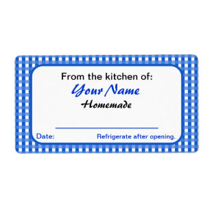 Personalized Jar Labels Blue Checks Custom Name