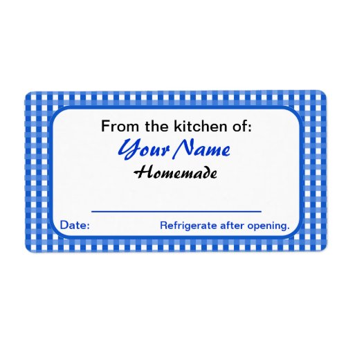 Personalized Jar Labels Blue Checks Custom Name