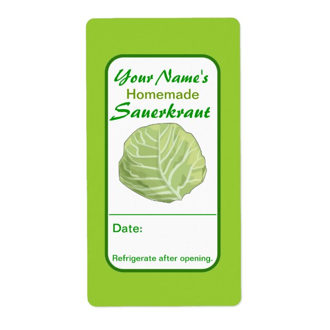 Personalized Jar Sticker Homemade Sauerkraut Label (Front)