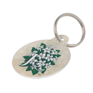 Personalized Jasmine Flower Monogram Pet ID Tag