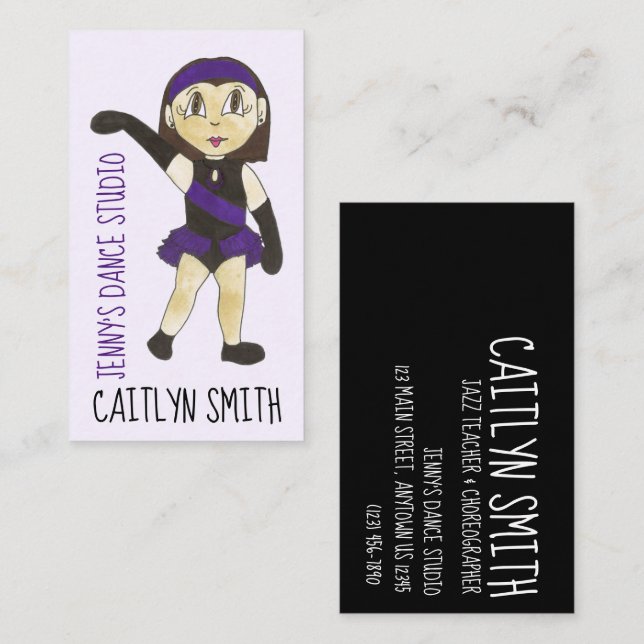 Personalized Jazz Dance Teacher Choreographer Business Card (Front/Back)