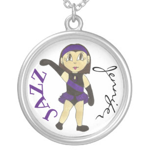 Personalized Jazz Dancer Girl Dance Teacher Gift Silver Plated Necklace
