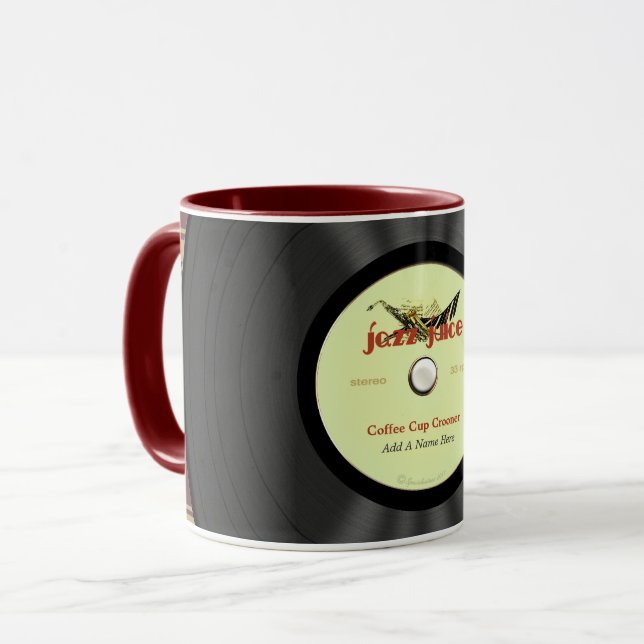 Personalized Jazz Vinyl Record Mug (Front Left)