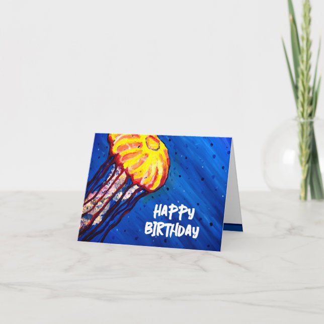 Personalized Jellyfish Happy Birthday Card (Front)
