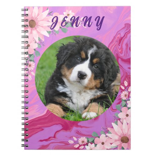 Personalized Jenny Cute Dog Spiral Photo Notebook