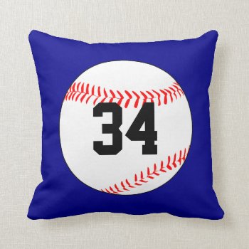 Personalized Jersey Number & Color Baseball Pillow by SoccerMomsDepot at Zazzle