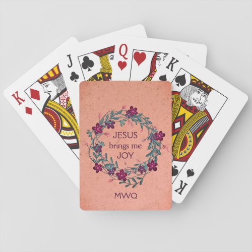 Personalized JESUS BRINGS ME JOY Floral Christian Playing Cards