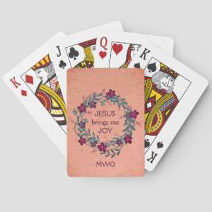 Personalized JESUS BRINGS ME JOY Floral Christian Poker Cards