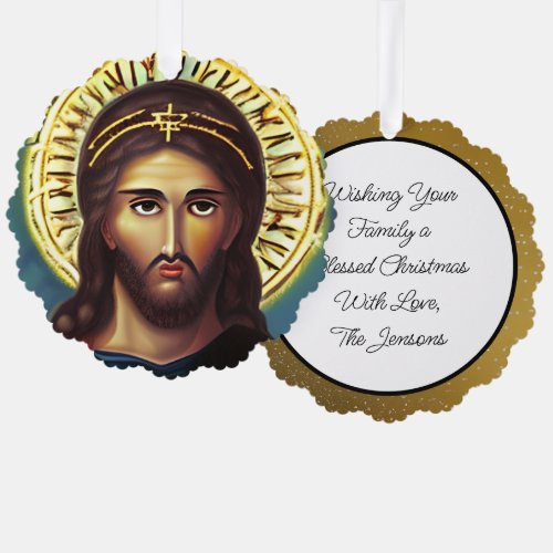 Personalized Jesus Christmas Religious Christian Ornament Card