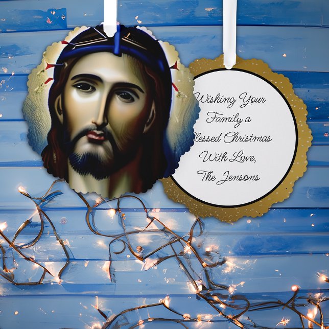 Personalized Jesus Christmas Religious Christian Ornament Card (Creator Uploaded)