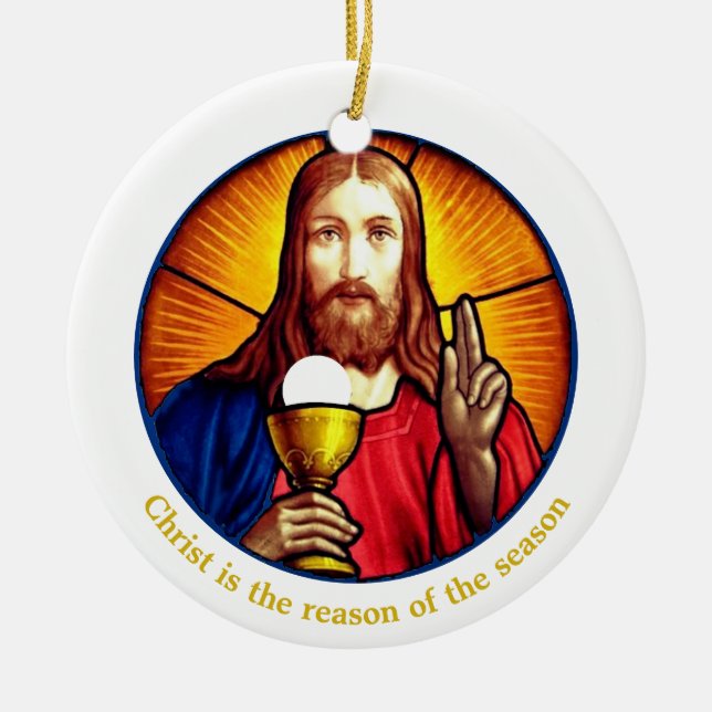 Personalized Jesus Image Ceramic Ornament (Front)