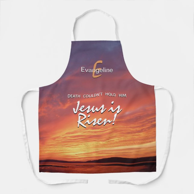 Personalized JESUS IS RISEN Easter Apron (Front)