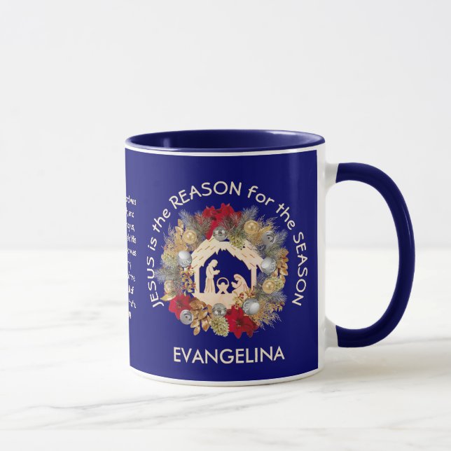 Personalized JESUS IS THE REASON Christmas Mug (Right)