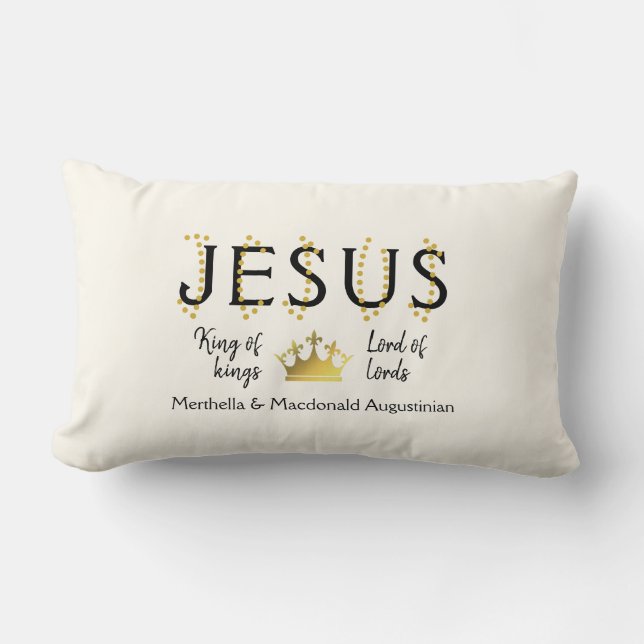Personalized JESUS King of kings Christian Lumbar Pillow (Front)