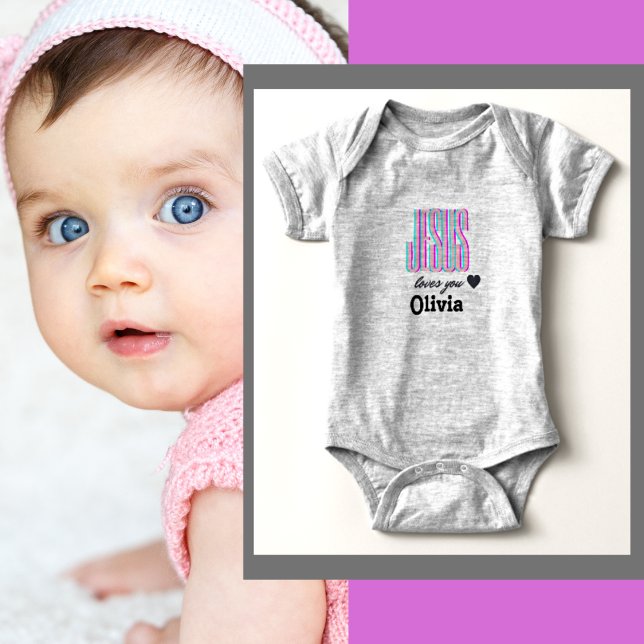 Personalized Jesus Loves You Olivia Baby Bodysuit (Creator Uploaded)