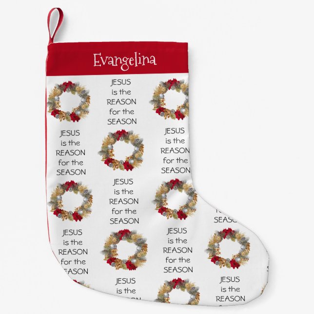 Personalized JESUS REASON SEASON Small Christmas Stocking (Front)