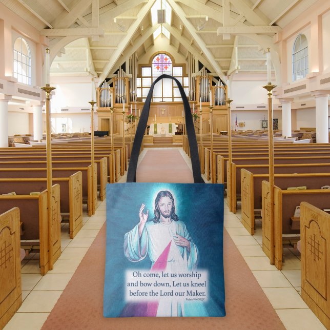 Personalized Jesus Sacred Heart Tote Bag (Creator Uploaded)