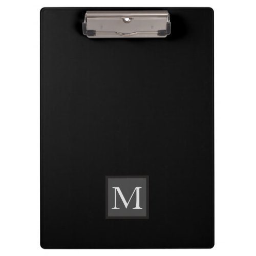 Personalized Jet Black Monogram Gifts For Him Clipboard