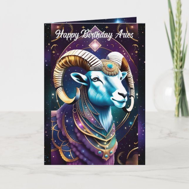 Personalized Jewel Galaxy Zodiac Aries Card (Front)