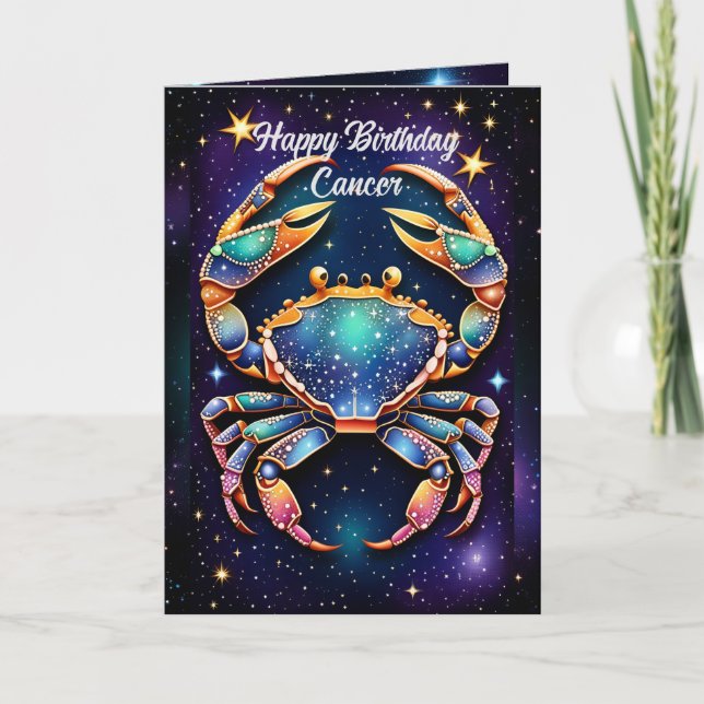 Personalized Jewel Galaxy Zodiac Cancer Card (Front)
