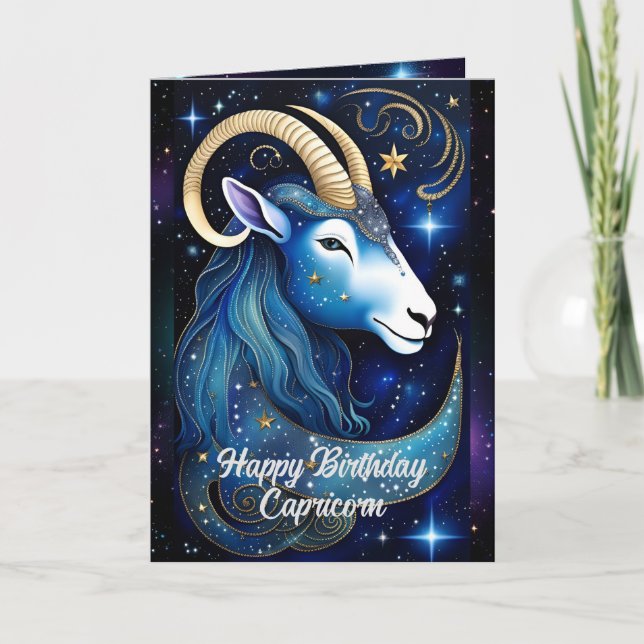 Personalized Jewel Galaxy Zodiac Capricorn Card (Front)