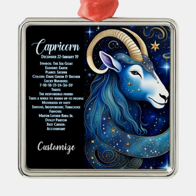 Personalized Jewel Galaxy Zodiac Capricorn Metal Ornament (Front)