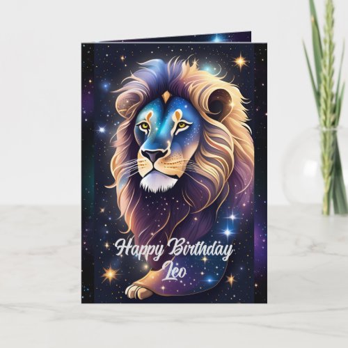 Personalized Jewel Galaxy Zodiac Leo Card