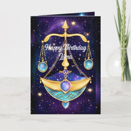 Personalized Jewel Galaxy Zodiac Libra Card