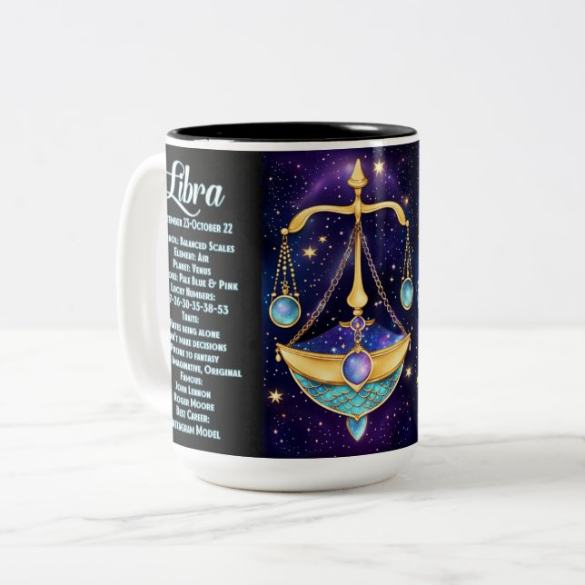 Personalized Jewel Galaxy Zodiac Libra Two-Tone Coffee Mug (Front Left)