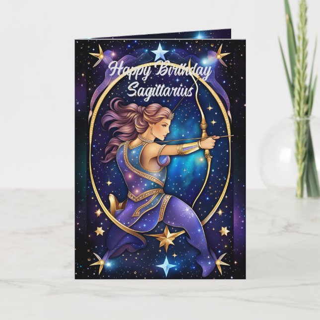 Personalized Jewel Galaxy Zodiac Sagittarius Card (Front)