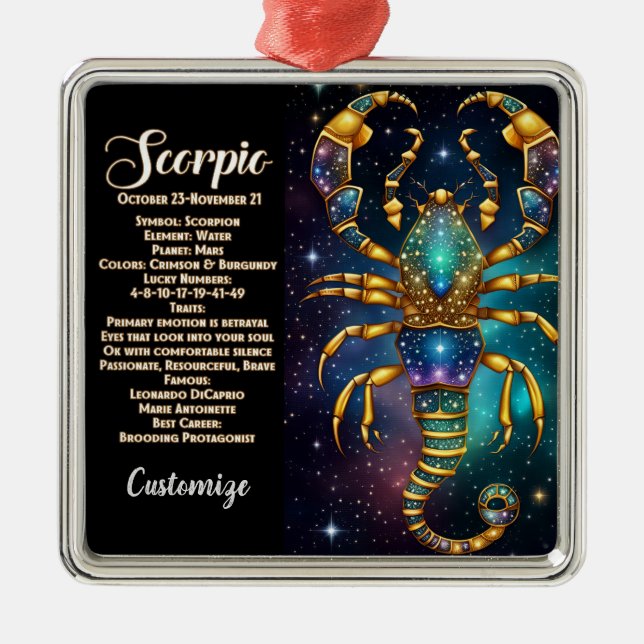 Personalized Jewel Galaxy Zodiac Scorpio Metal Ornament (Front)