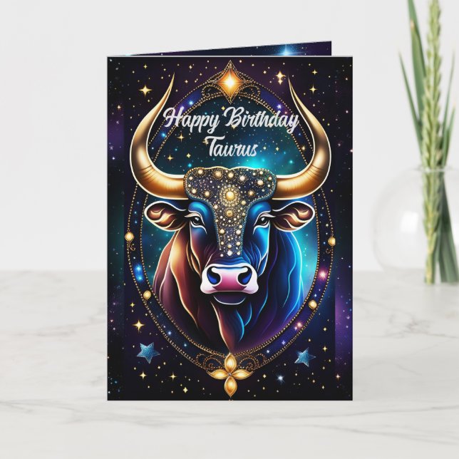 Personalized Jewel Galaxy Zodiac Taurus Card (Front)