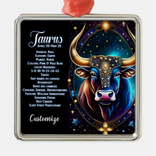 Personalized Jewel Galaxy Zodiac Taurus Metal Ornament