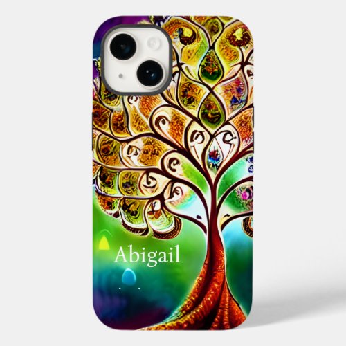 Personalized Jewel Tone Tree of Life Beautiful Case_Mate iPhone 14 Case