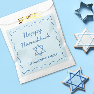 Personalized Jewish Star Blue Happy Hanukkah Party Favor Bag